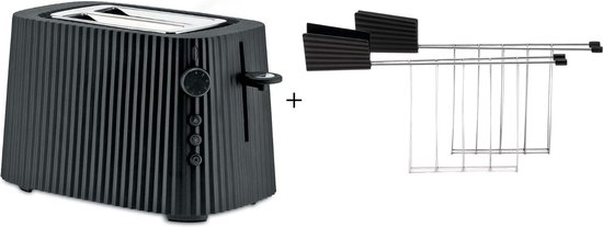 Alessi Broodrooster Plissé + Alessi Tostiklemmen Plissé - Zwart - Michele de Lucchi