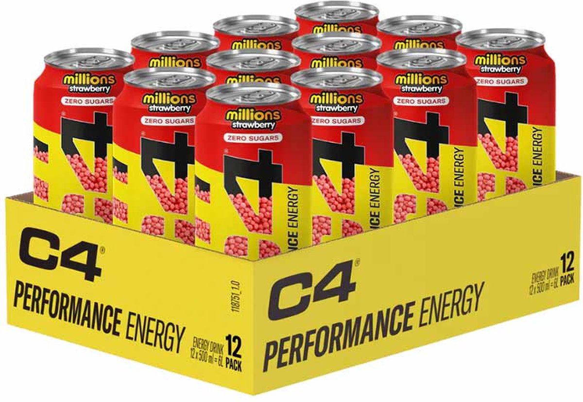 Goedkoopste C4 Carbonated 12x 500ml Millions Strawberry