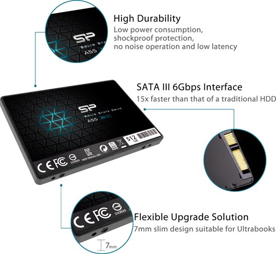 Silicon Power - Ace A55 - 512GB - Interne SSD - 2,5 inch - SATA