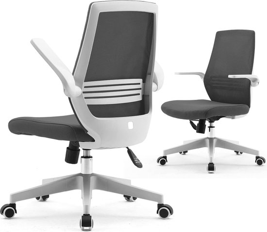 SIHOO Moderne Ergonomische Bureaustoel Bureaustoel Ademend Compacte Stoel Taillesteun Hefbare en Omkeerbare Armleuning Stille Nylon Wielen Zwart