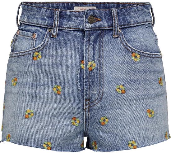 Only Broek Onlrobyn Hw Emb Dnm Shorts Azg 15323644 Medium Blue Denim Dames Maat - L