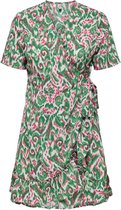 Only Jurk Onlaxi S/s Wrap Dress Ex Ptm 15337834 Deep Mint/boho Bloom Dames Maat - L