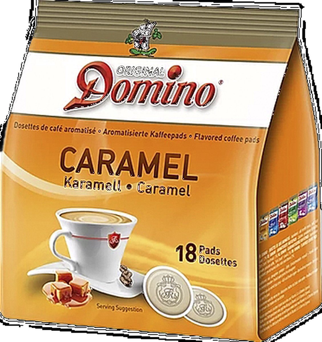 Goedkoopste Domino Caramel - koffiepads - 12 x 18 pads