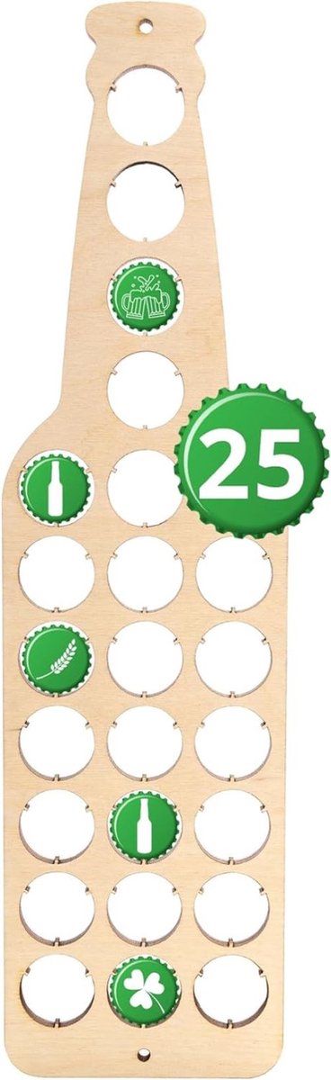 Creative Deco Multiplex Bierflesdop | 25 Flesdoppen Collectie Houder Ambachtelijke Houten Wanddecoratie | Afmeting 12 x 44 x 0,5 cm | Bierliefhebbers Kroeg Cadeau
