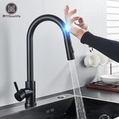 Kraan - Kraan Met Sensor - Keuken - Smart Touch - Sensor Keuken Water Tap - Touch Control - Zwart - Mengkraan