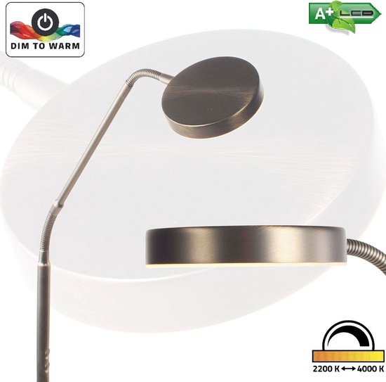Staande leeslamp Comfort LED | vloerlamp | 135 cm | brons / bruin | dim to warm | dimmer | funtionele trendy / moderne staande lamp
