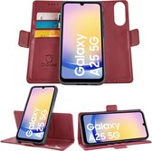 Geschikt voor Samsung Galaxy A25 - Book Case Hoesje - Uitneembaar Hoesje - Magnetische Sluiting - Portemonnee Bordeaux Rood