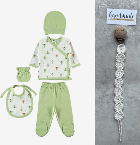Tent - 5-delige baby newborn kleding set - Fopspeenkoord cadeau - Newborn set - Babykleding - Babyshower cadeau - Kraamcadeau