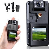 Bodycam - Action Cam - Bewegingsdetectie - 180º Draaibare Lens - Bodycam Politie - Spycam - Zwart