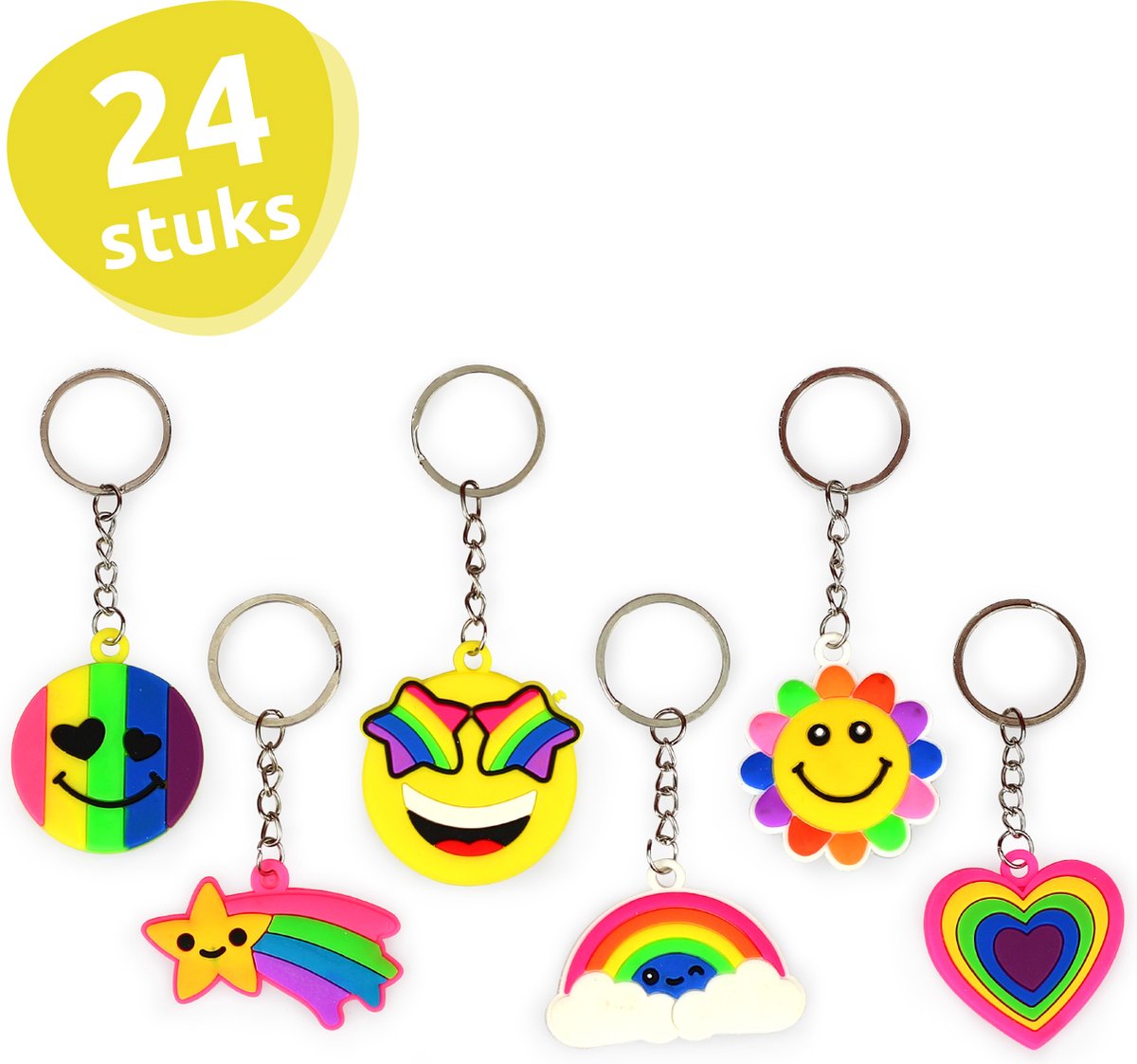 Isa's Friends® - Uitdeelcadeaus Sleutelhangers Rainbow - 24 stuks - Traktatie - Uitdeelcadeautjes voor Kinderen