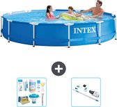 Intex Rond Frame Zwembad - 366 x 76 cm - Blauw - Inclusief Onderhoudspakket - Stofzuiger