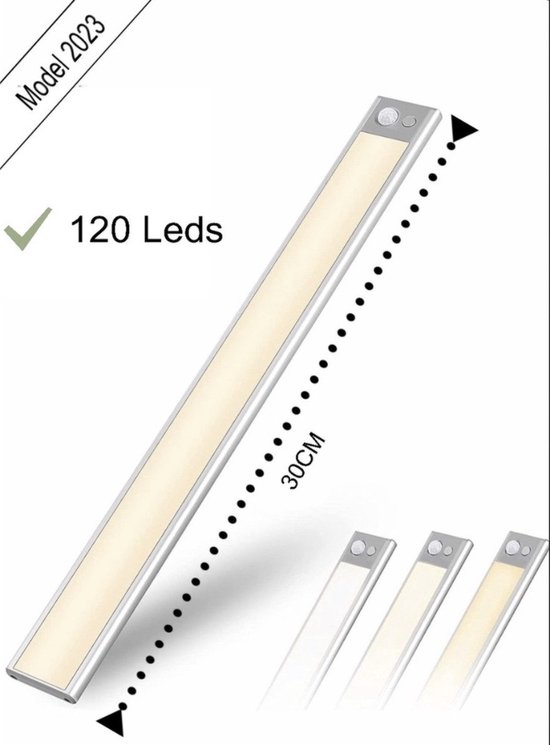 Led lamp - Led - 30 cm-120 Leds -3 standen -accu-oplaadbaar-warm licht, koud licht, fel licht - Opladen USB C