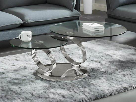 Foto: Vente unique set van 2 salontafels beige travertijneffect aloeva l 90 cm x h 30 cm x d 60 cm