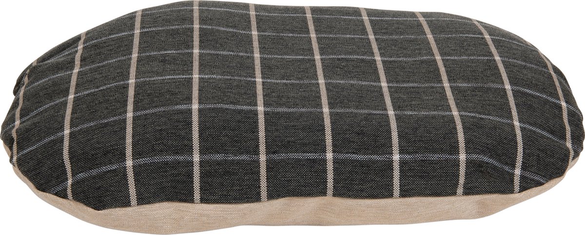 Tartan Ovaal Kussen Donkergrijs/beige-xxl 105x65cm - Hond - Animal Boulevard - Ab10315 - Donkergrijs/beige 105x65cm