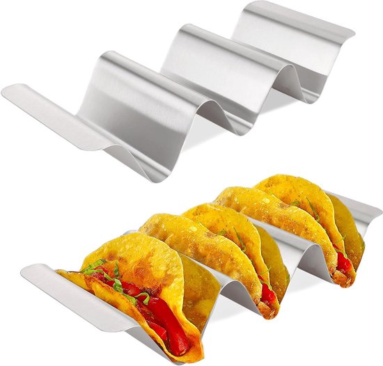 Porta Taco In Acciaio Inox - Set Di 4, Per Casa, Feste O Ristorante - Foto 8