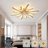 LuxiLamps - 5 Vleugel Ventilator Lamp - Dimbaar Met Afstandsbediening - Goud - Plafondventilator Met LED - Woonkamerlamp - Moderne lamp - Plafonniere