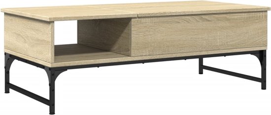 vidaXL - Salontafel - 100x50x35 - cm - bewerkt - hout - en - metaal - sonoma - eiken