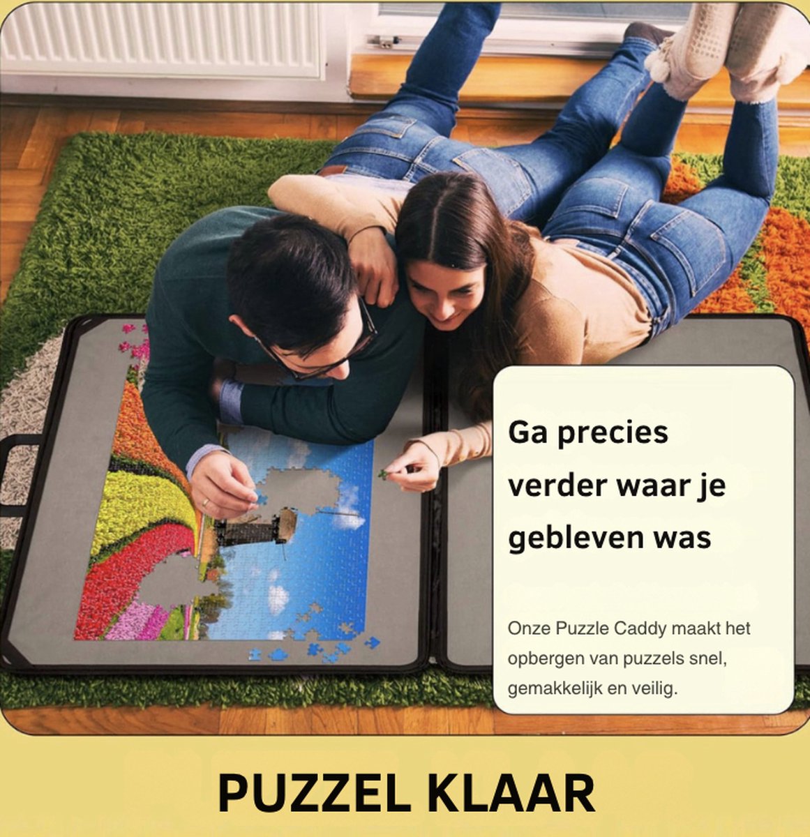 Puzzelplank van 1000 stukjes - Draagbare opbergtafel met 4 bakjes voor het sorteren van legpuzzels - 61 x 78 cm - Draagbare legpuzzeltrolley met antislipoppervlak voor volwassenen en kinderen Puzzel