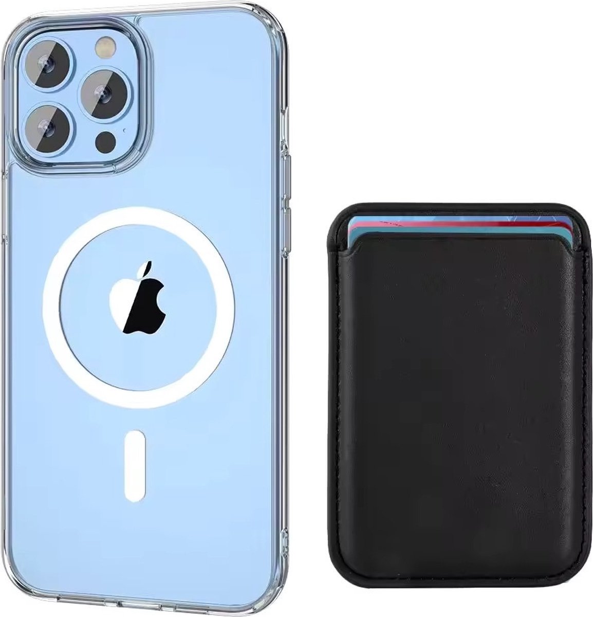 TG Techgrip - Hoesje Geschikt voor iPhone 12 Pro Magsafe compatible Transparant - Inclusief Magnetische Kaarthouder Wallet Card Holder Pasjeshouder Zwart - Set Geschikt voor iPhone 12 Pro