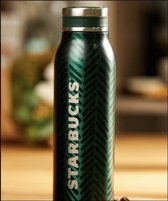 Starbucks Stainless Steel Travelmug 2024 - Gourde Café Thee - Chaud et Froid - Bouteille Thermo - 443ML - Vert - Métal