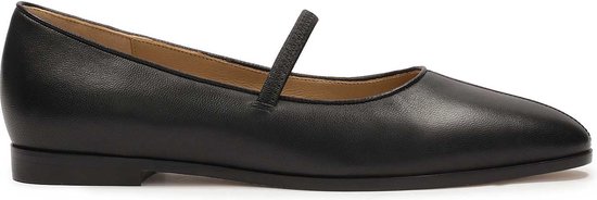 Black leather ballerinas with strap
