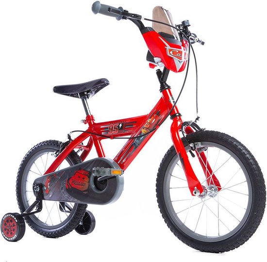 Disney Cars Lightning McQueen 16 inch Kinderfiets + Trainingswielen voor Jongens of Meisjes 5-7 jaar - Met opklapbaar scherm