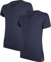 Undiemeister - T-shirt - T-shirt heren - Slim fit - Korte mouwen - Gemaakt van Mellowood - V-Hals - Storm Cloud (blauw) - 2-pack - 3XL