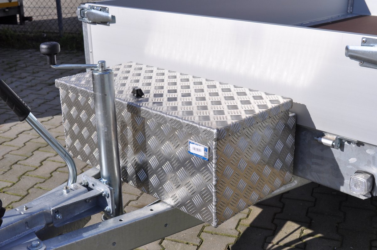 DE HAAN BOX L - 750x380x280 mm - waterdichte en stofdichte aluminium traanplaat disselbak - voorzien van vlinderslot, spansluiting of t-sluiting