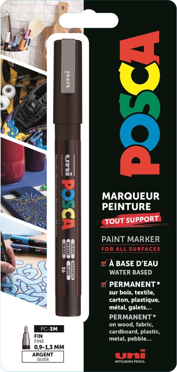 Uni Posca Uni Posca Verfmarker 3M Zilver Blister
