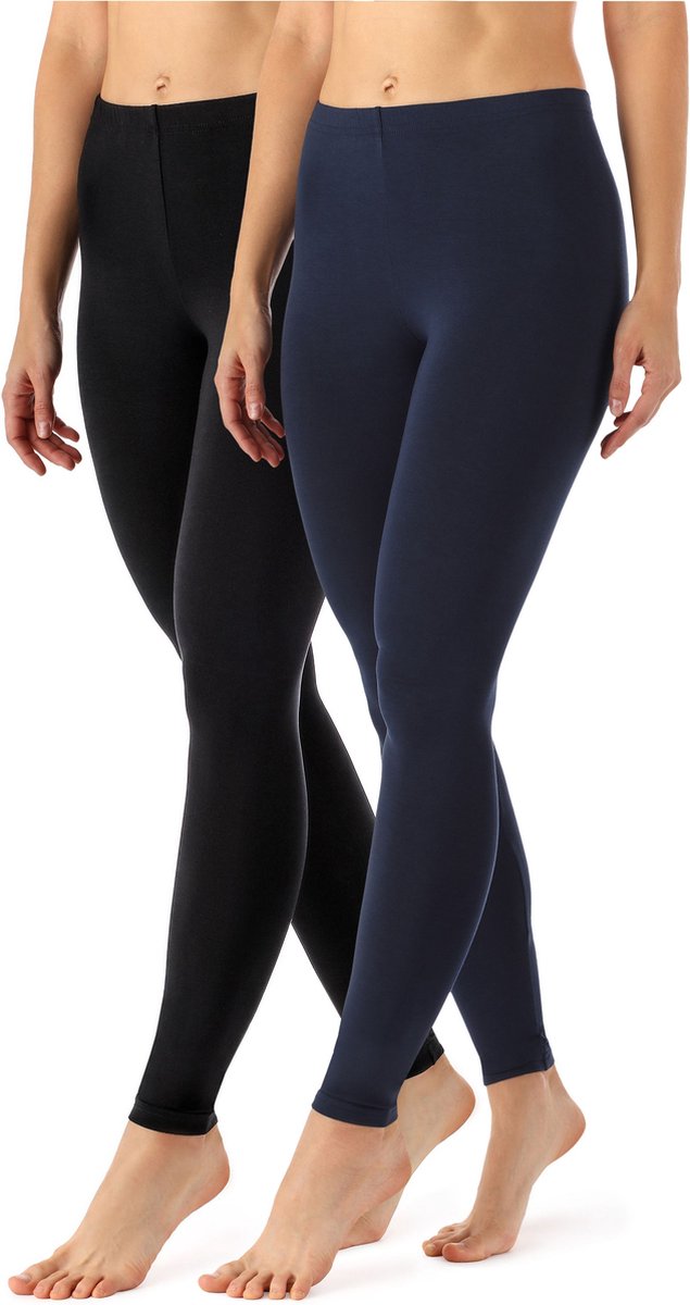 Merry Style MS-MS10-143-LE-2Pack Dames Leggings - Sport - Vrijetijdsbroek 2 Pak - Lang - Viscose - Sporbroek - Yogabroek - Zwart/Marineblauw - L