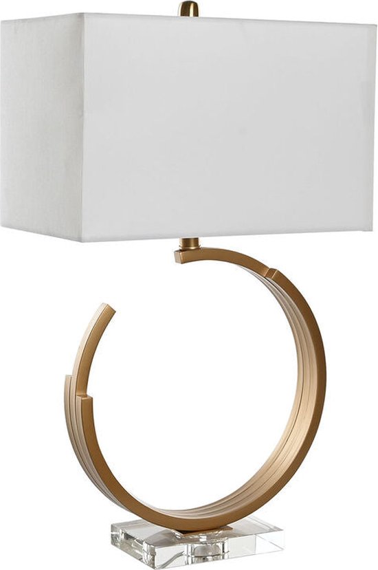 Bureaulamp DKD Home Decor 40 x 23 x 68 cm Kristal Gouden Metaal Transparant Wit 40 W 240 V