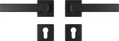 AXA Klik Deurbeslagset Binnendeur - Kruk Riga geveerd - Vierkante rozetten met cilindergat - Zwart geslepen