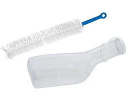 Transparante urinefles met borstel - Urinaal met deksel