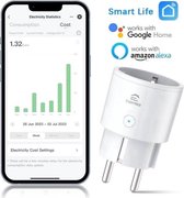 EIGHTREE - Smart Plug - Wifi - 1-delige set - App Bediening - Tussenstekker - Verbruiksmeter - Energiemeter -Spraakbediening met Alexa & Google Home - ET20-1