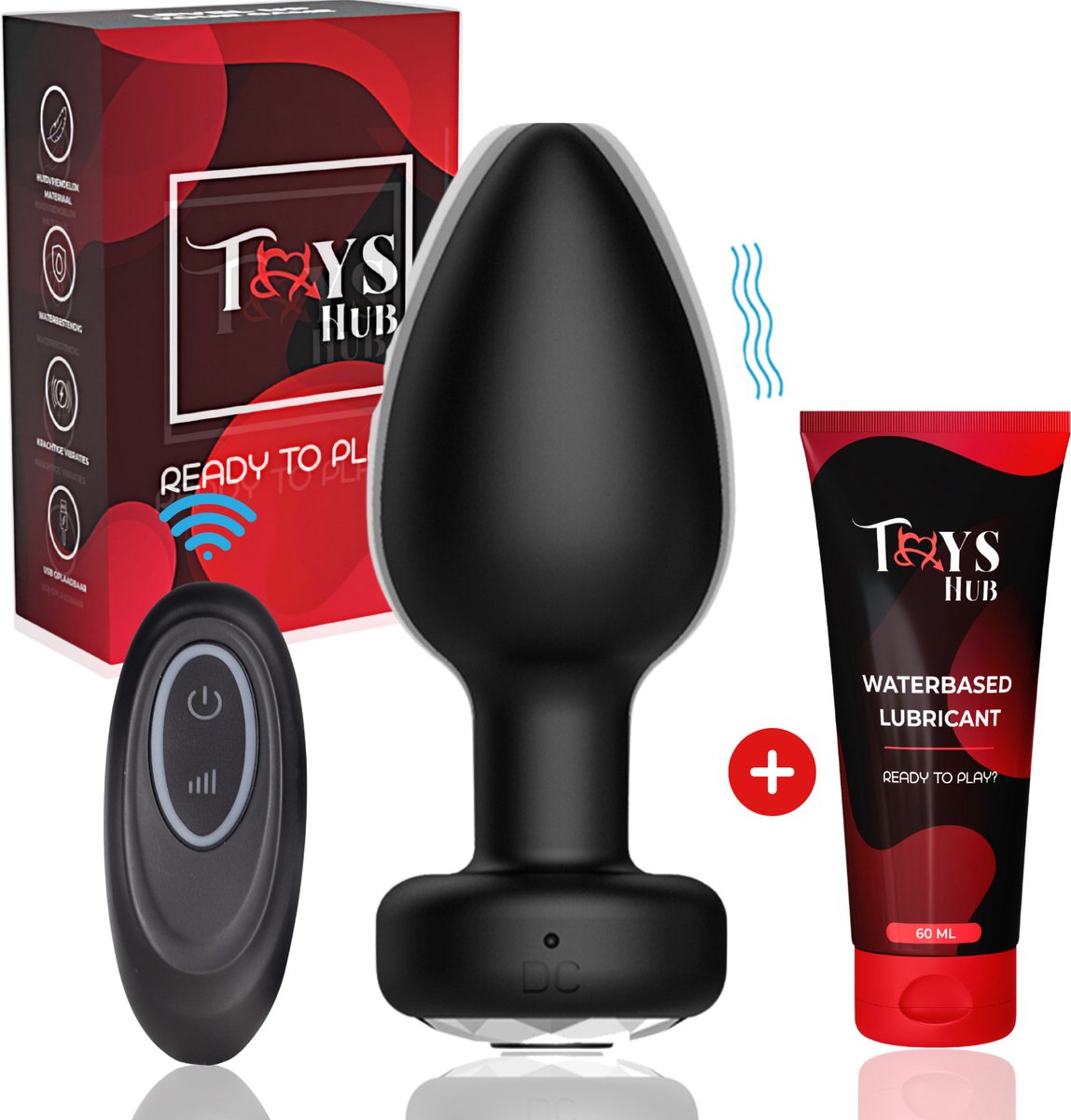 Goedkoopste Toys Hub® Vibrerende Buttplug met Glijmiddel & Afstandsbediening - Ebook Anaal Genot - 10 Vibraties - Voor Mannen & Vrouwen - Waterproof - Vibrator - Buttplugs - Anaal Plug - Sex Toys - Siliconen - Zwart