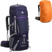 Avoir Avoir®- Hiking Backpack 60L -Paars-Groot Capaciteitsontwerp – Waterdicht Nylon –77x28x22 cm – Backpacks – Reflecterende Strips – Inclusief Regenhoes- Rugzak – Bol.com