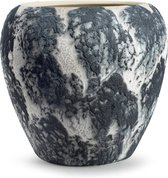 Jodeco Plantenpot/bloempot Marble - wit/zwart - keramiek - D29 x H26 cm - hotel chique