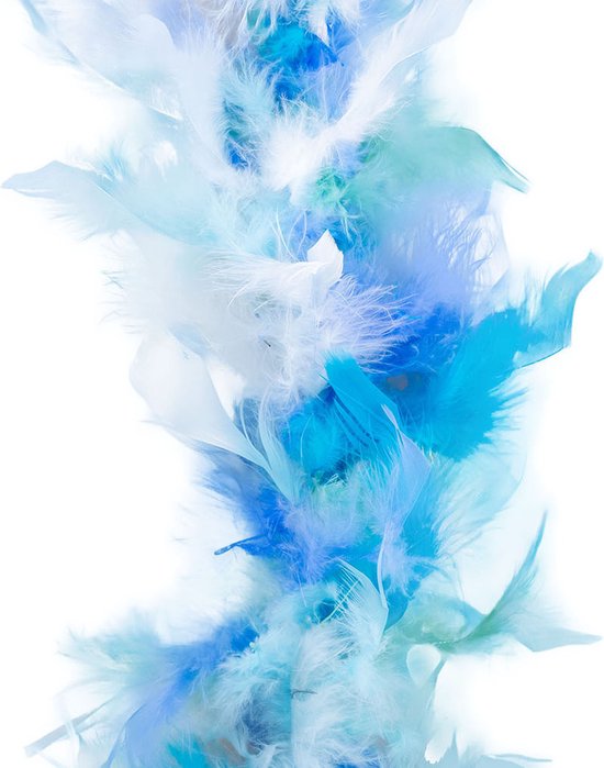 Funny Fashion Carnaval déguisement boa à plumes - bleu/blanc - 200 cm - 45 grammes - Glitter et Glamour - nombreuses plumes