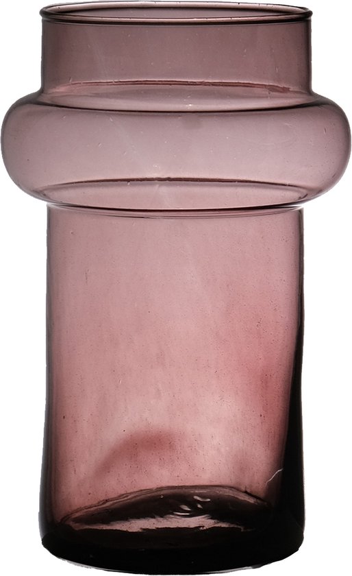 Hakbijl Glass Bloemenvaas Luna - transparant mauve - eco glas - D16 x H25 cm - cilinder vaas