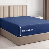Bastix - 160 x 200 cm Marineblauw 40 cm Basishoogte - Luxe hoeslaken voor eenpersoonsbed - Geschikt voor matrassen tot 40 cm hoogte - Zacht, kreukvrij en ademend laken - Per stuk
