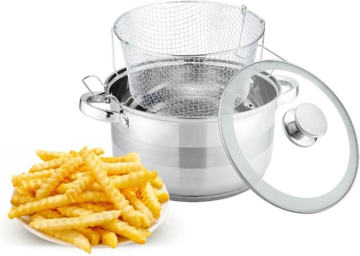 Cheffinger Frituurpan met Deksel - 24cm - RVS - Inductie