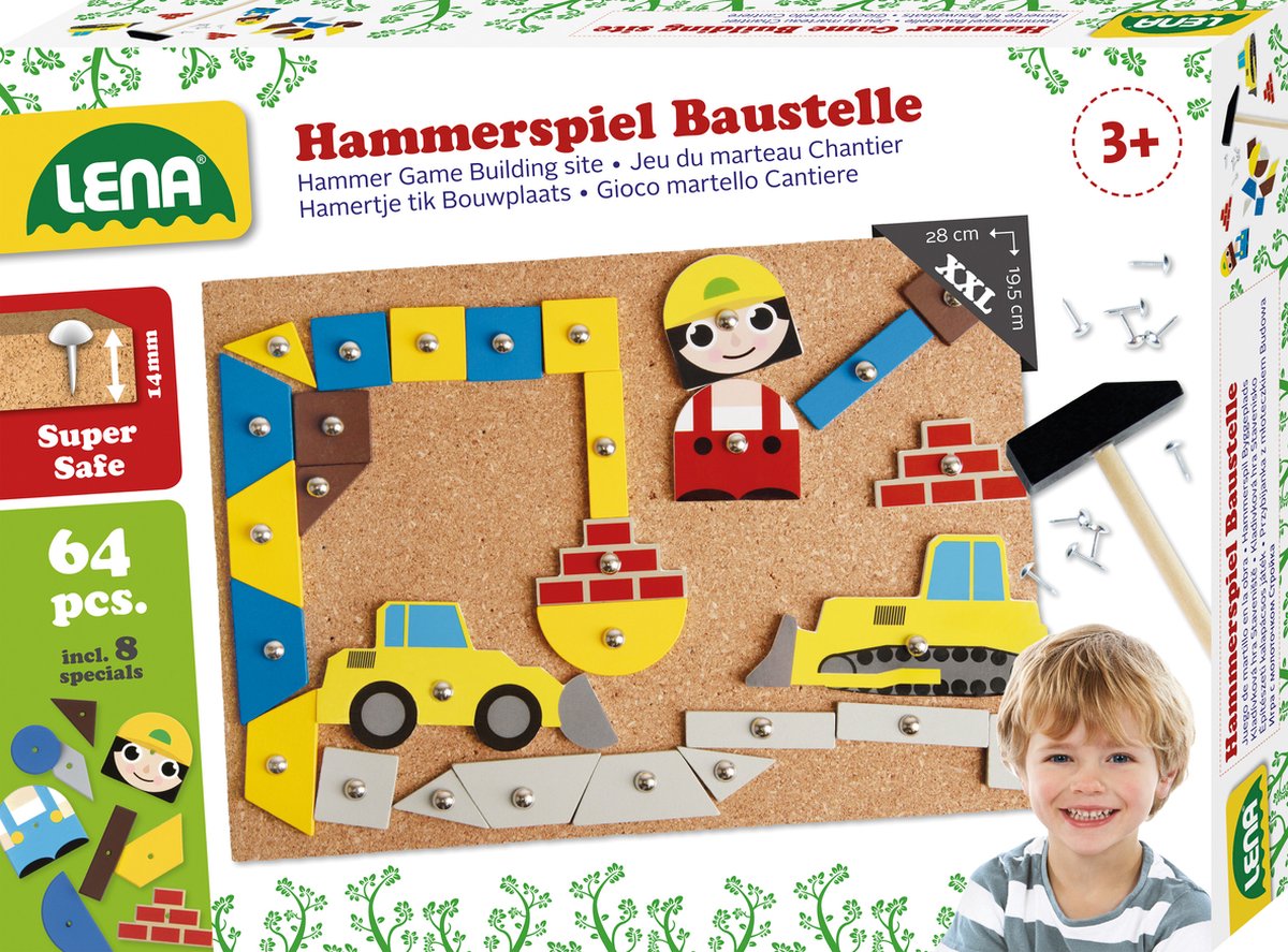 Lena Kinderspel Hamertje Tik Kurk/hout/metaal 64-delig