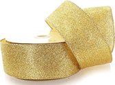 Decoratielint Goud Glitter - 3 meter - Gouden Lint op rol - Ribbon - 6 cm breed - Hobby - Band