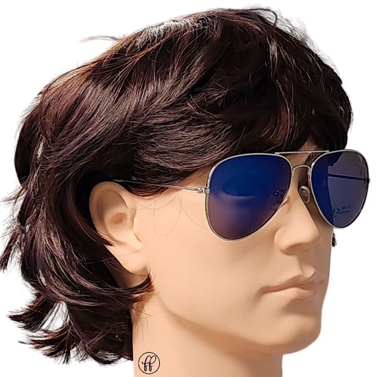 Fako Sunglasses® - Pilotenbril - Polariserend - Polarized - Piloot Zonnebril - Heren Zonnebril - Dames Zonnebril - Zilver - Blauw van Fako Sunglasses® — afbeelding 5