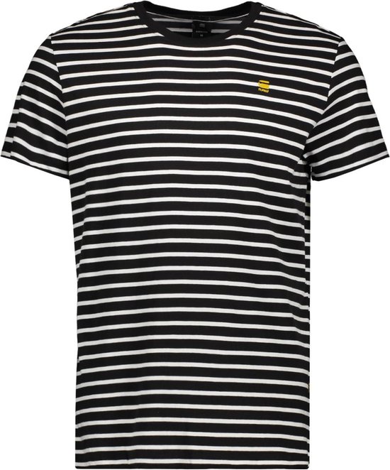 G-Star RAW T-shirt Stripe RT Compact Jersey D24941 C339 A626 White/dk Black Stripe Homme Taille - L