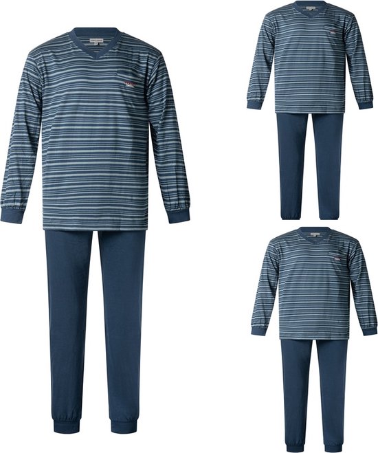 3 Heren pyjama's van Gentlemen - 411561 - kleur navy/groen - maat XL