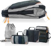 Bastix - Packing Cubes met compressie voor koffer en rugzak incl. pakzak, grijs