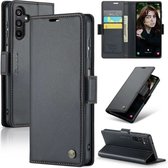 CaseMe - Hoesje geschikt voor Samsung Galaxy S24 - Retro Wallet Book Case - Met Magnetische Sluiting - Zwart