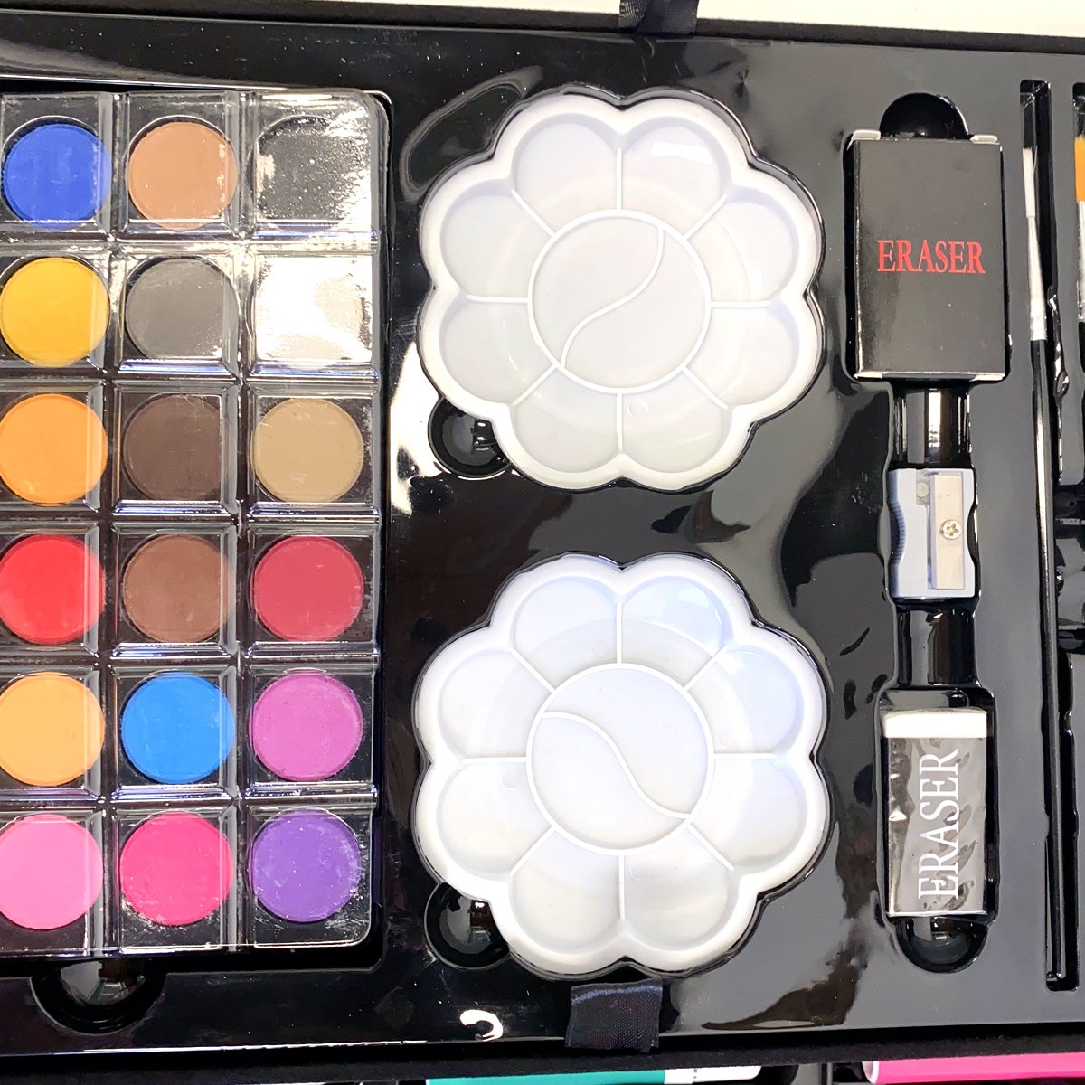 Tekenkoffer Set-Tekenset-Art Tekendoos-Kleurkoffer voor kinderen-knutselpakketten-schilderskoffer-200-Delige Tekenpakketten/ Schilderset -ROZE Meisje-Aquarel-Verf,Krijt,Stiften,Waskrijt,Oliepastels,Kleurpotloden en Toebeho+ potlood- en gumset — afbeelding 2