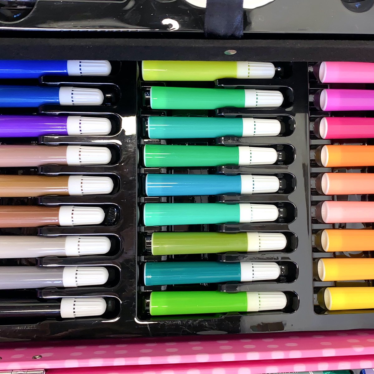 Tekenkoffer Set-Tekenset-Art Tekendoos-Kleurkoffer voor kinderen-knutselpakketten-schilderskoffer-200-Delige Tekenpakketten/ Schilderset -ROZE Meisje-Aquarel-Verf,Krijt,Stiften,Waskrijt,Oliepastels,Kleurpotloden en Toebeho+ potlood- en gumset — afbeelding 5